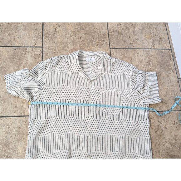 Mr. P Mr. Porter Linen Blend Camp Collar Button Down Shirt Sz XXL Geometric - Picture 8 of 12